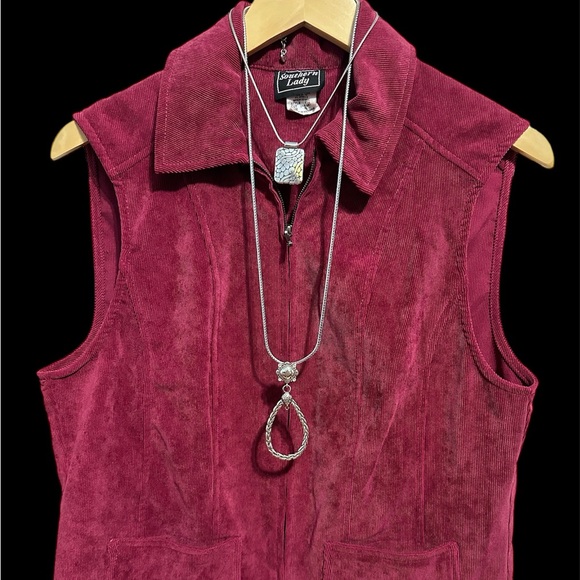 Southern Lady Women corduroy Mauve Vest size 10 - Picture 2 of 6